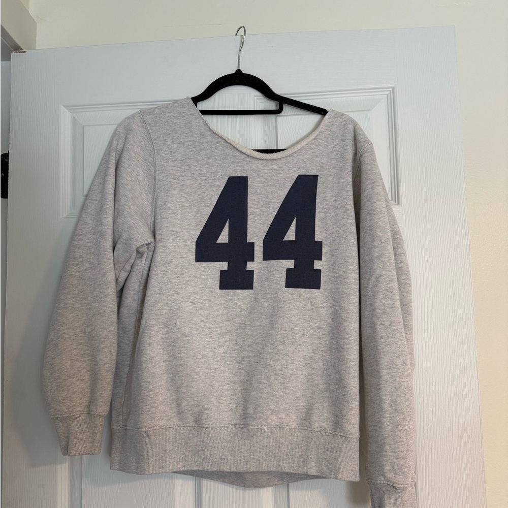 Brandy Melville Light Gray Sweater with Navy Print